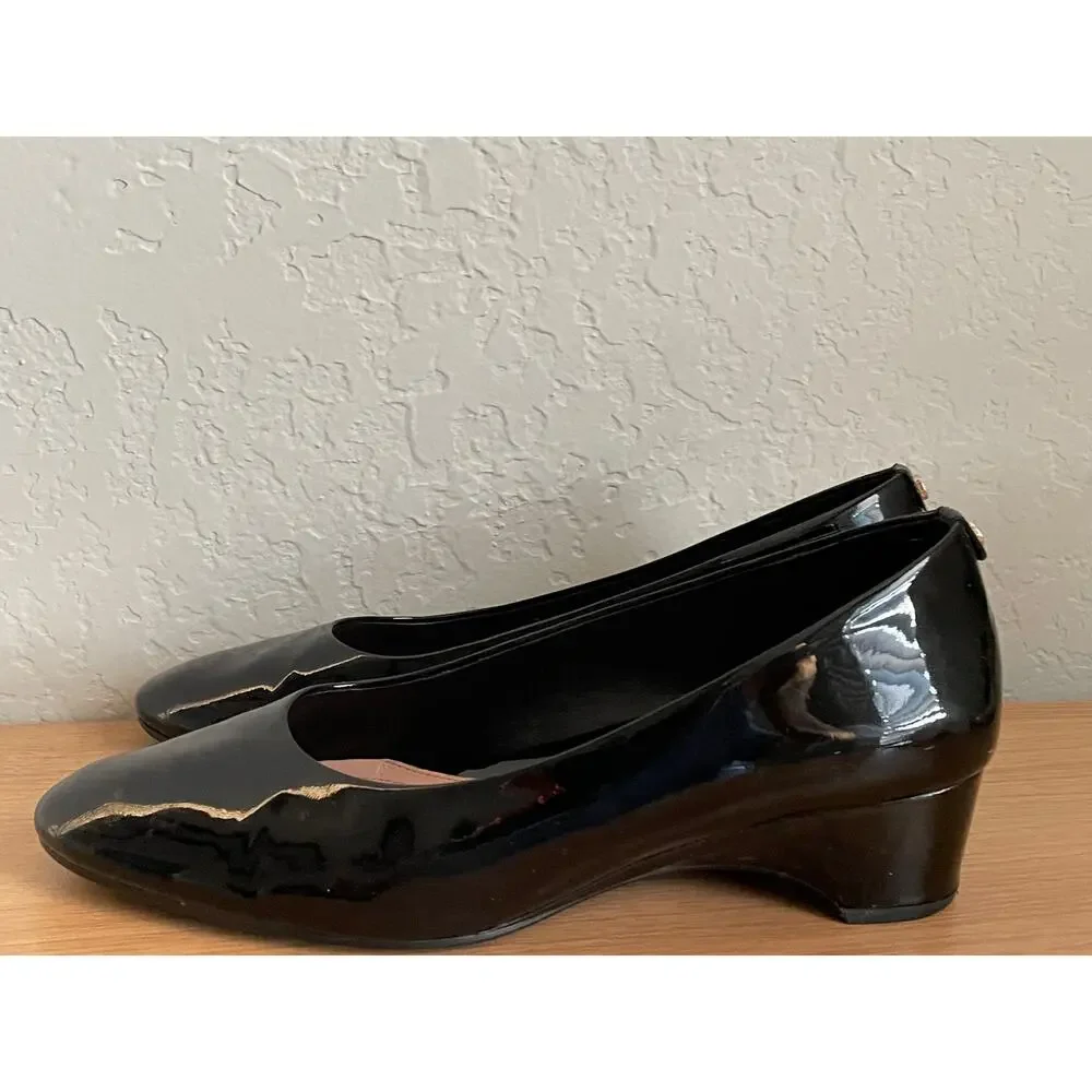Taryn Rose Black Patent Low Wedge Pumps Comfort Heels Women’s size 11